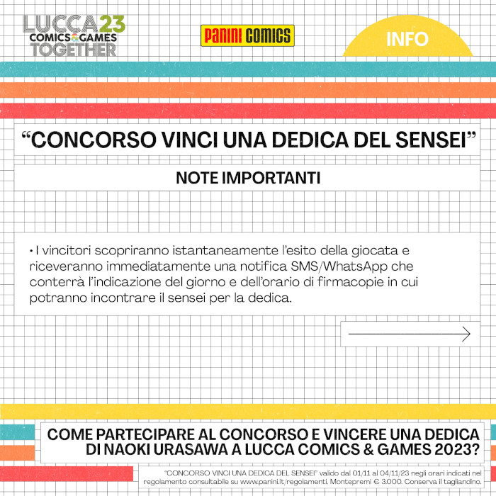 Lucca Comics 2023: regolamento per la dedica di Naoki Urasawa Lucca Comics 2023: regolamento per la dedica di Naoki Urasawa